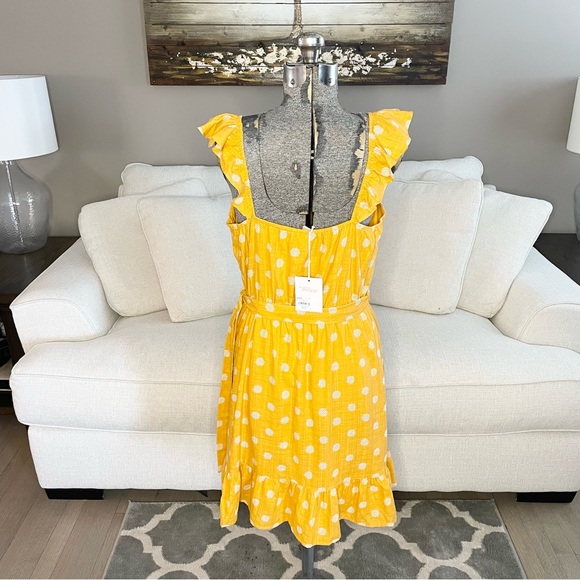 S L XL XXL NWT LC Lauren Conrad, golden yellow & white girly wrap flowydress - Picture 5 of 9